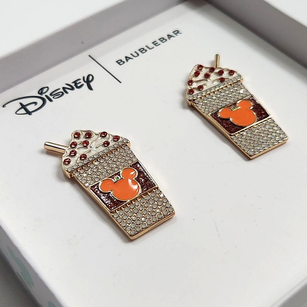 NIB Disney x BaubleBar Pumpkin Spice Latte Earrings – Mickey Mouse Halloween